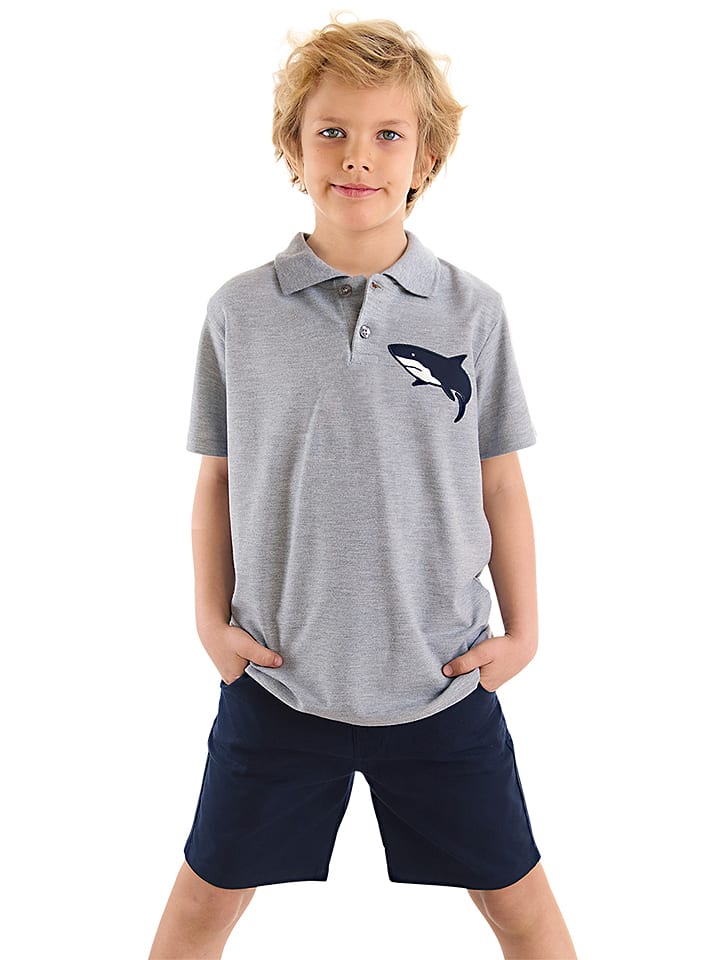 2-częściowy zestaw "Shark Embroideried" w kolorze szaro-granatowym