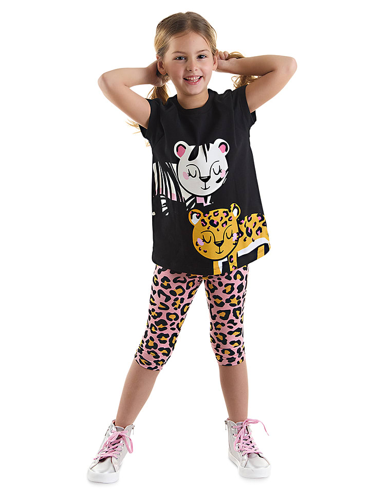 2tlg. Outfit in Schwarz/ Bunt