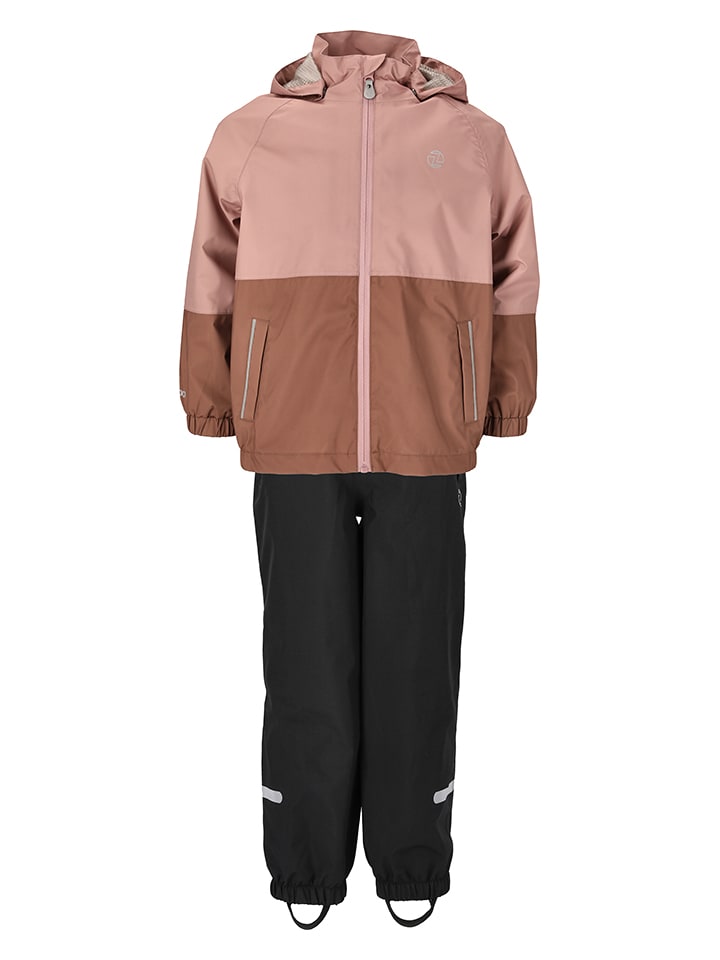 2tlg. Regenoutfit "Dallas" in Rosa/ Schwarz