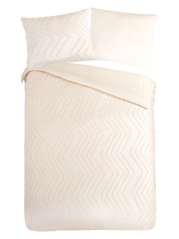 Mikrofaser-Bettwäsche-Set "Zigzag " in Creme