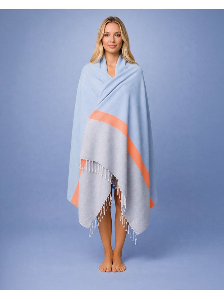 Strandtuch "Towel To Go - Neon" in Hellblau/ Grau - (L)180 x (B)100 cm