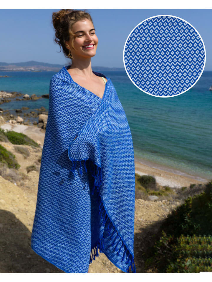 Hamamtuch "Samos" in Blau - (L)180 x (B)100 cm