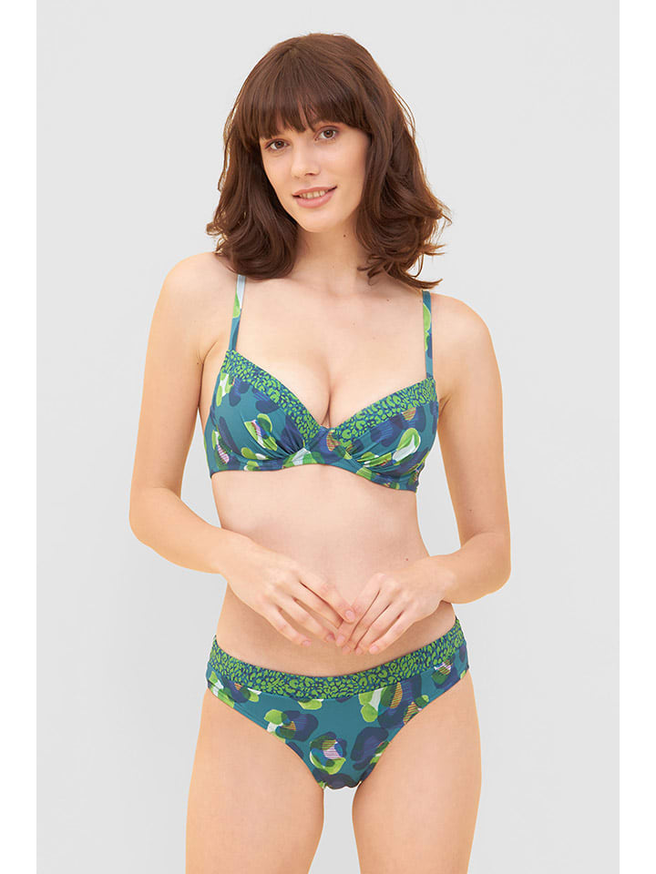 Biustonosz bikini w kolorze granatowo-zielonym
