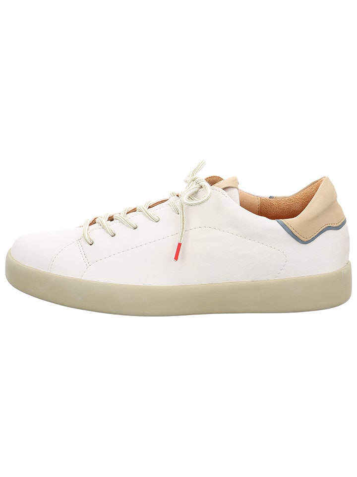 Leder-Sneakers in Weiß/ Beige