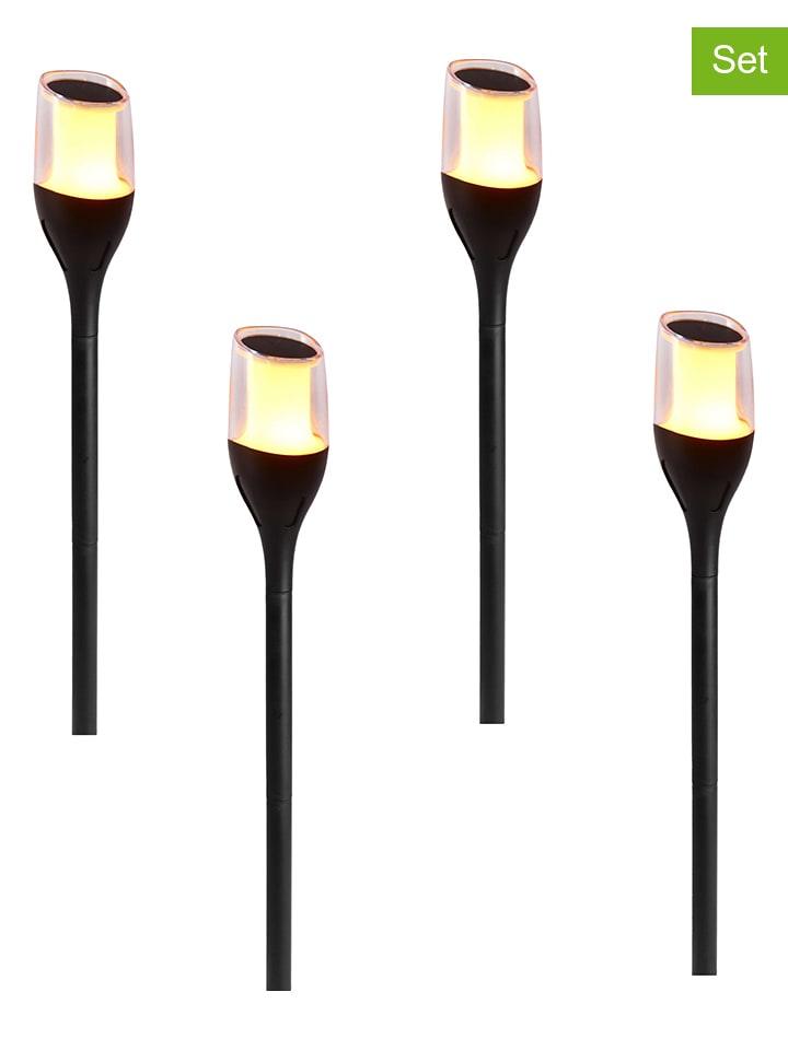 Lampy zewnętrzne LED (4 szt.) w kolorze czarnym - Ø 7,5 x wys. 64,5 cm
