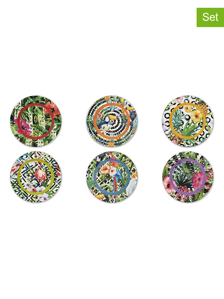 6er-Set: Servierteller "Tropical Chic" in Bunt - Ø 33 cm