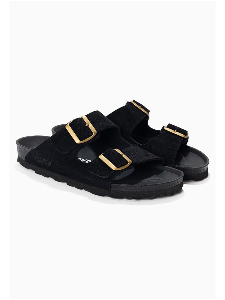 Leder-Pantoletten "Bali" in Schwarz