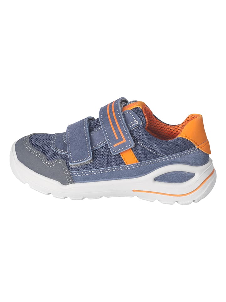 Leren sneakers "Rider" donkerblauw/oranje