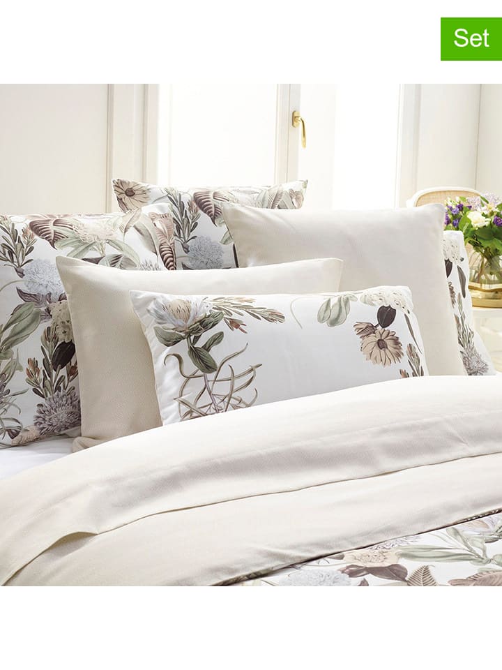 2er-Set: Satin-Kissenbezüge in Creme/ Weiß
