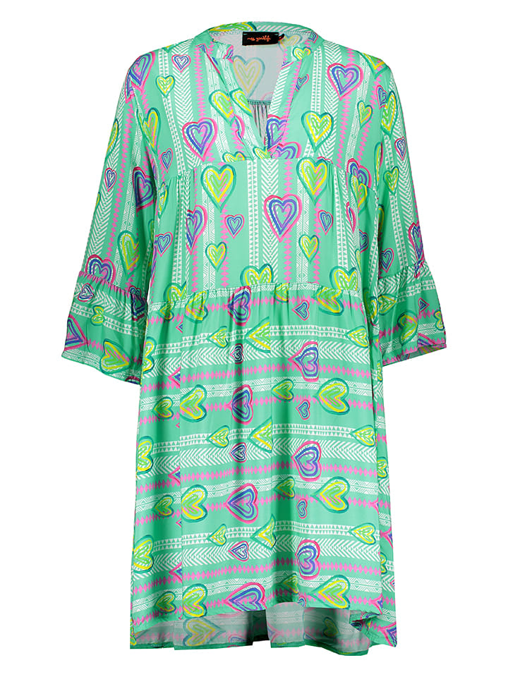 Kleid in Grün/ Lila