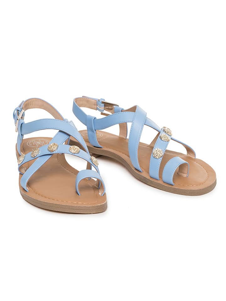 Guess Shoes Leder Sandalen in Hellblau gunstig kaufen limango