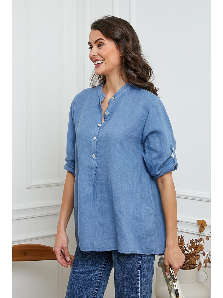 Leinen-Bluse "Jimenez" in Blau