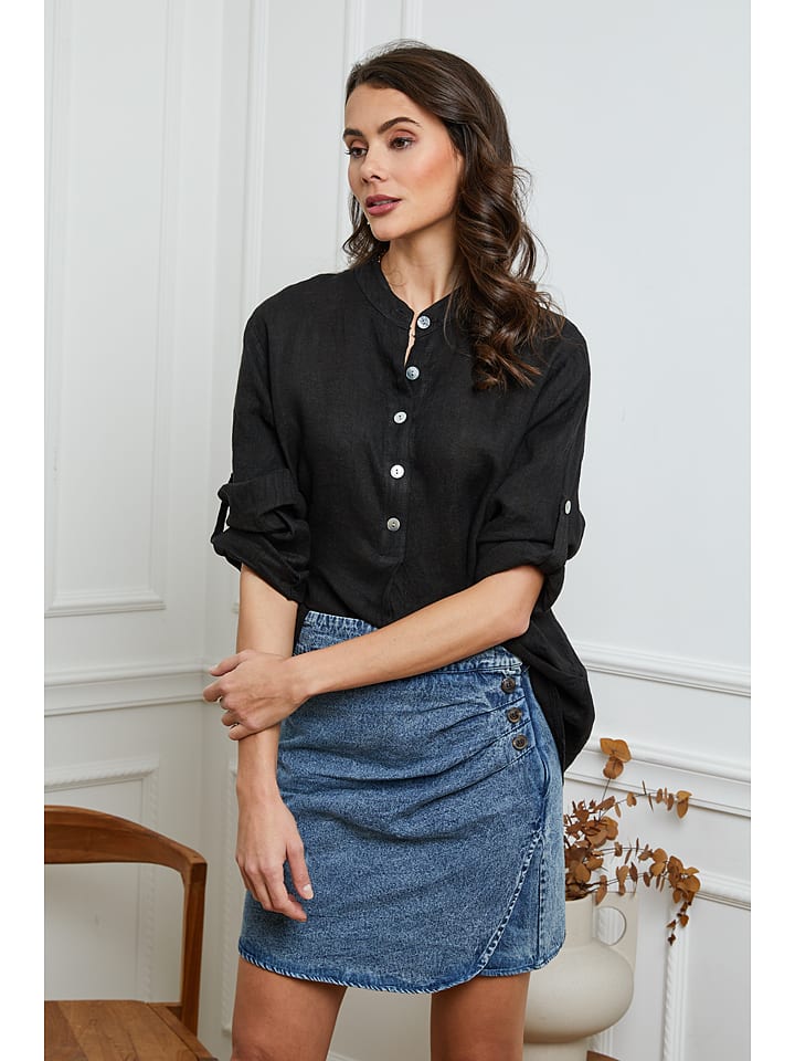 Leinen-Bluse "Jimenez" in Schwarz