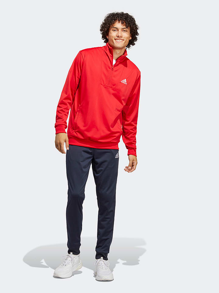 adidas 2 delige outfit trainingspak rood donkerblauw goedkoop kopen limango