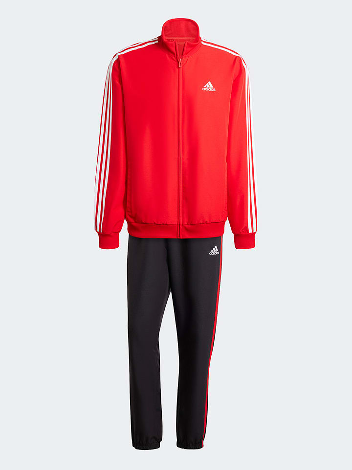 adidas 2 delige outfit trainingspak rood zwart goedkoop kopen limango