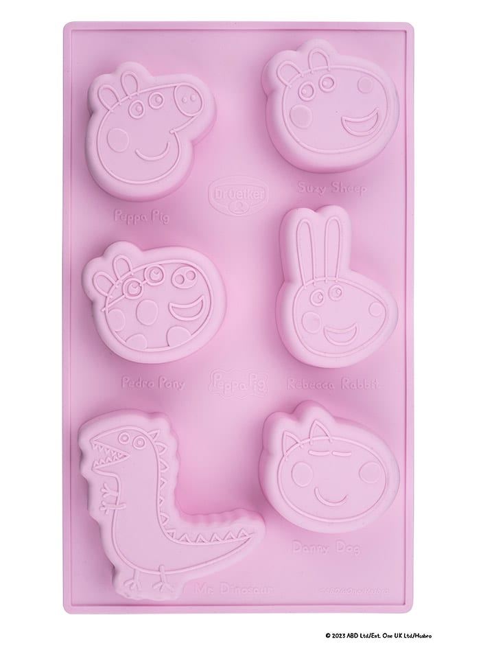 Silikonowa forma "Peppa & Friends" w kolorze jasnoróżowym - dł. 29 x 17,5 cm