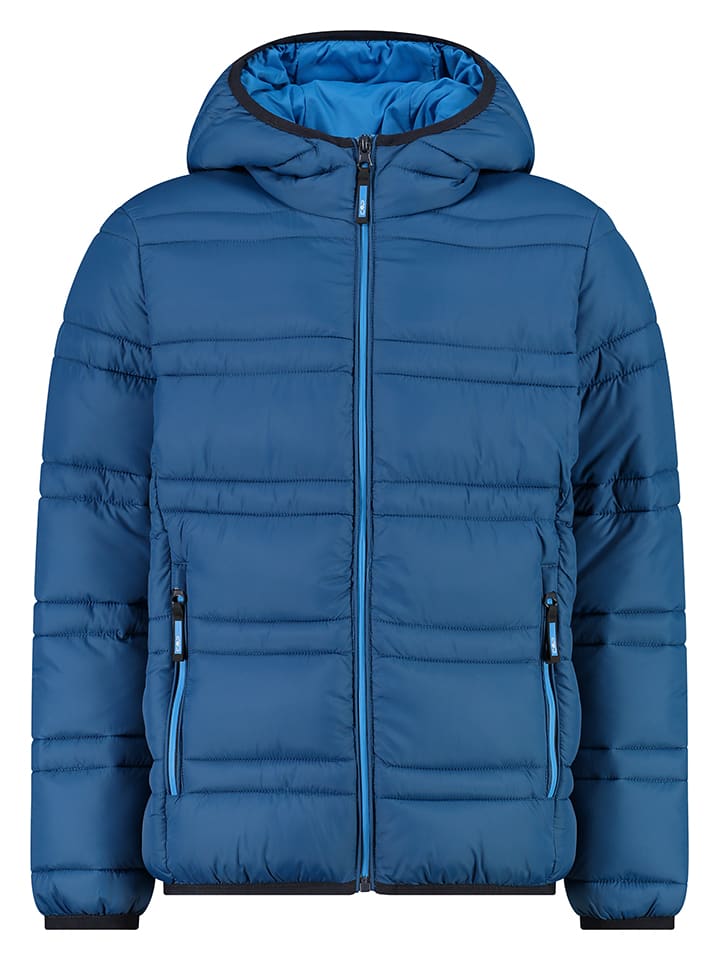Doorgestikte jas blauw
