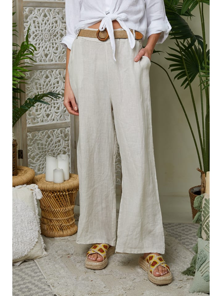 Leinen-Hose in Beige