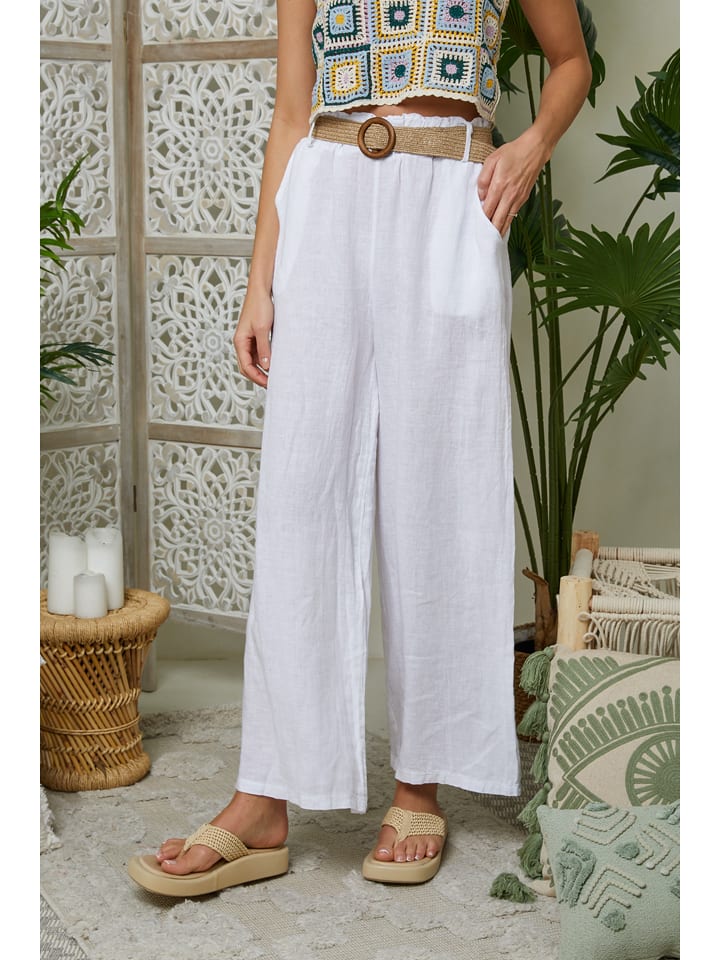 Leinen-Hose in Weiß