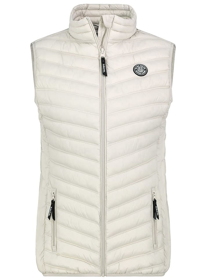 Doorgestikte bodywarmer crème