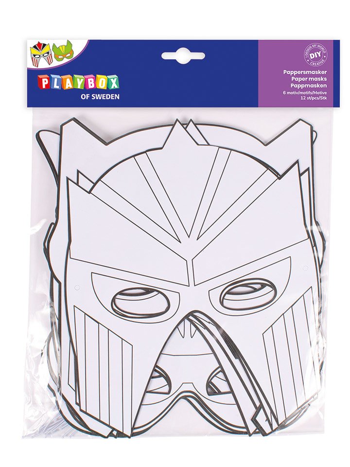 Tekturowe maski (12 szt.) "Superhero" - 3+