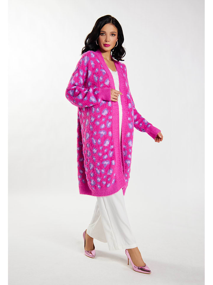 Longcardigan in Pink/ Lila