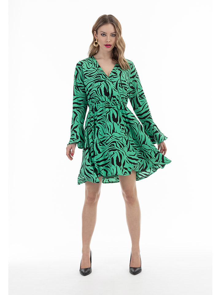Kleid in Grün/ Schwarz