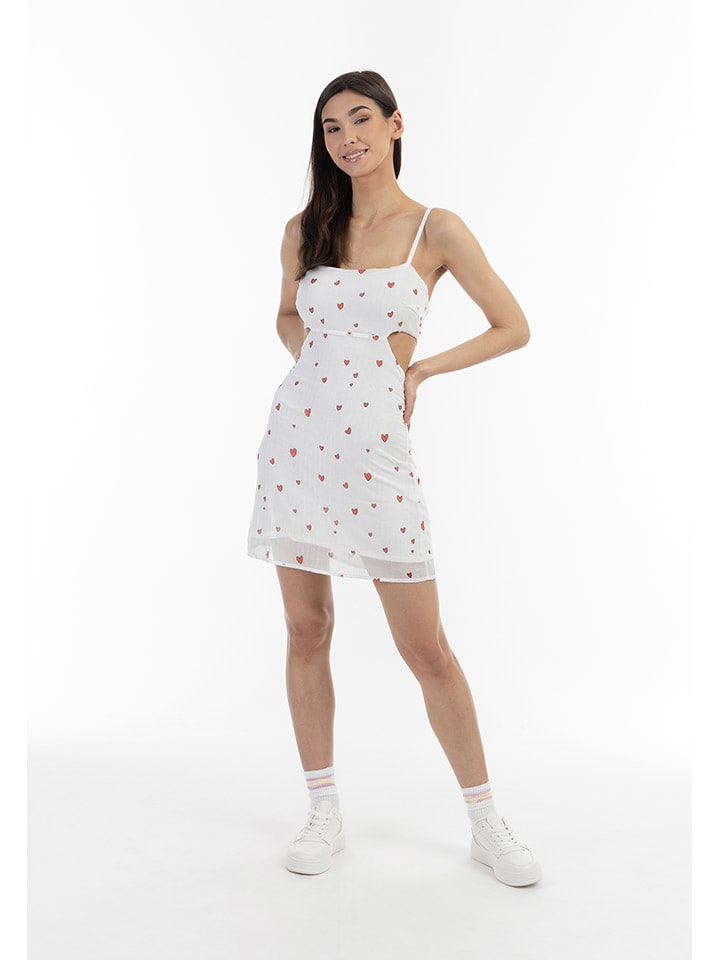 Kleid in Weiß/ Bunt