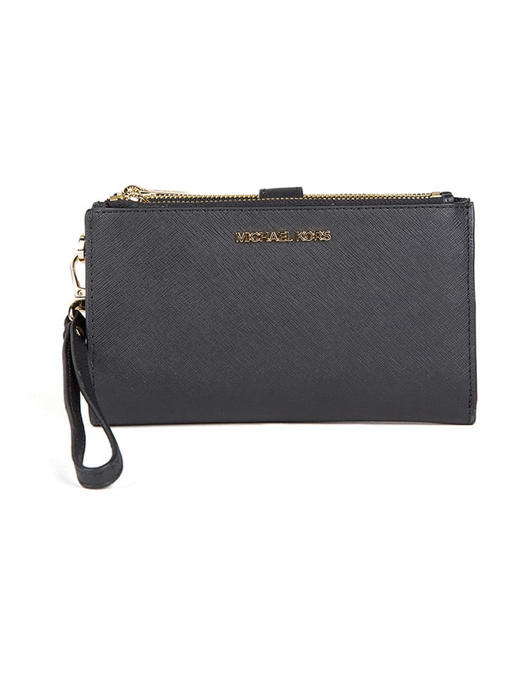 Leder-Geldbörse in Schwarz - (B)19 x (H)14 x (T)2 cm