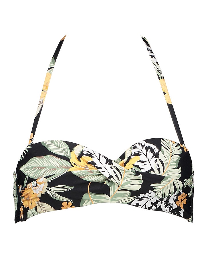 Bikini-Oberteil in Schwarz/ Grün/ Gelb