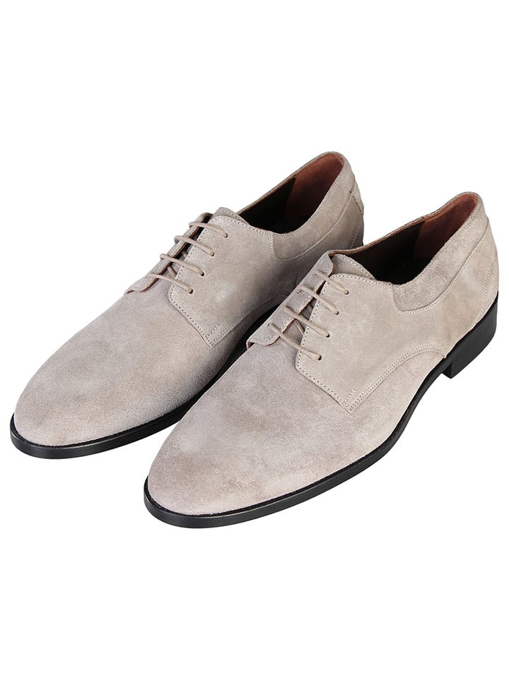 Leder-Schnürschuhe in Grau