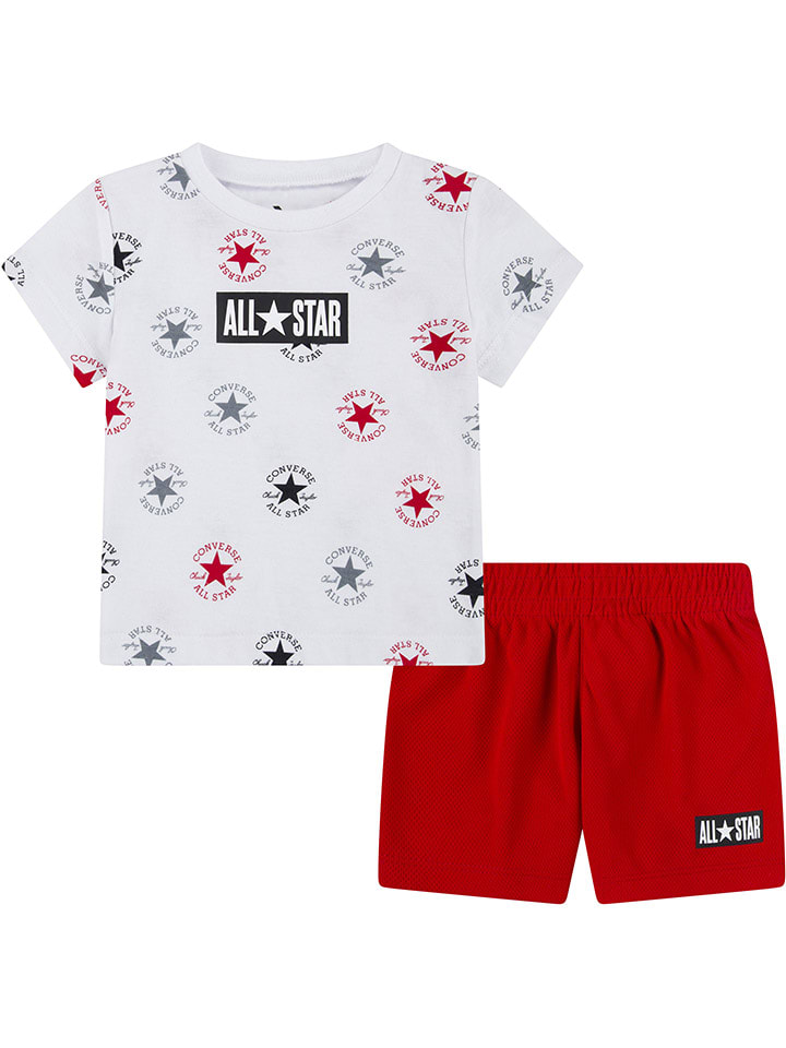 2tlg. Outfit in Weiß/ Rot