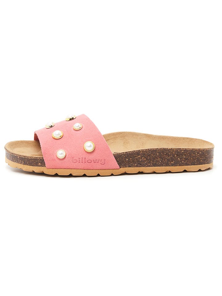 Leder-Pantoletten in Rosa