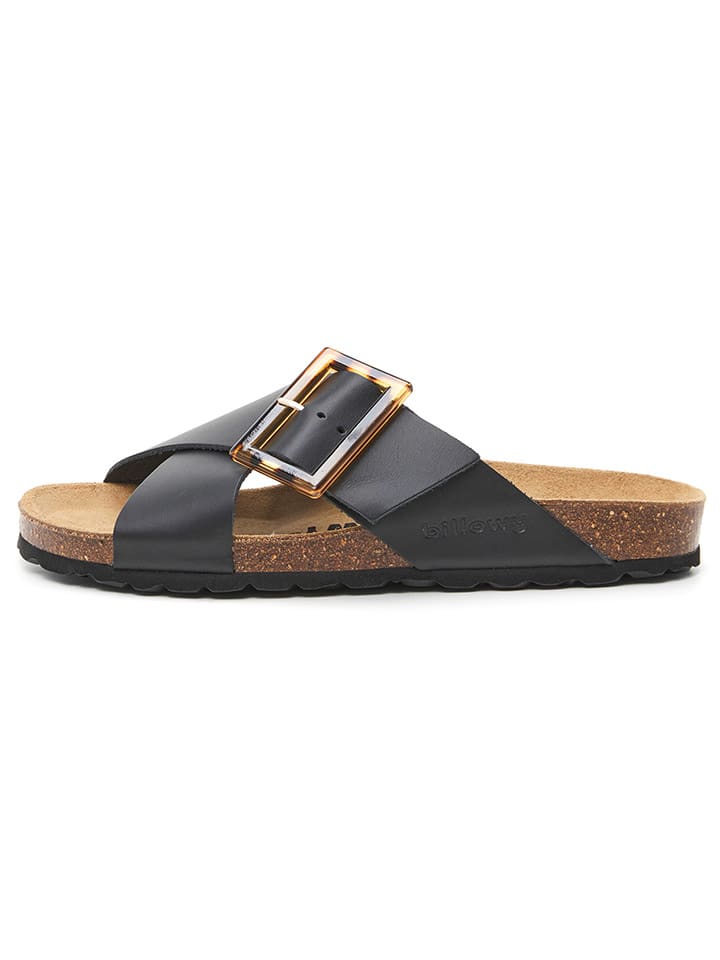 Leder-Pantoletten in Schwarz