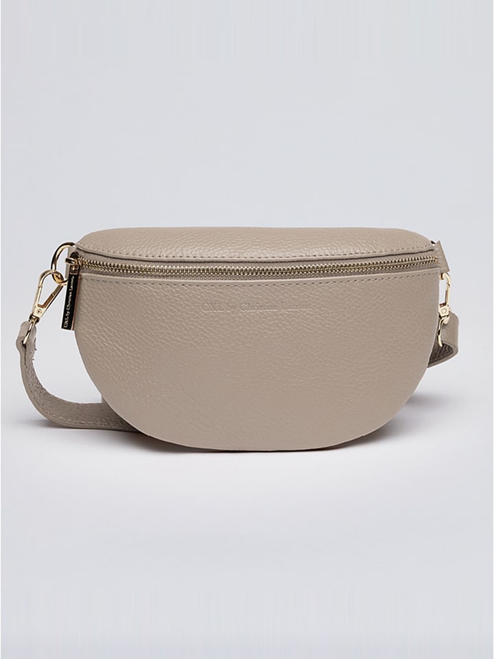 Leder-Brustbeutel "Madeleine" in Beige - (B)23 x (H)13 x (T)6 cm