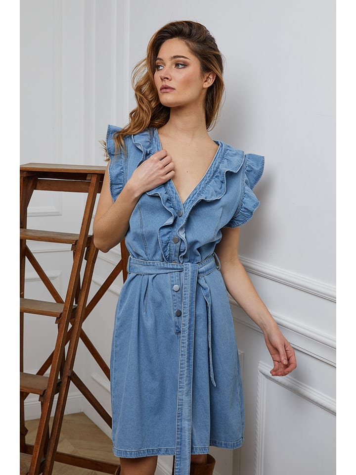 Josefine Spijkerbroek Jurk Hunter blauw goedkoop kopen limango