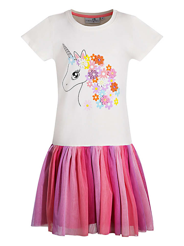 Kleid in Weiß/ Pink/ Lila