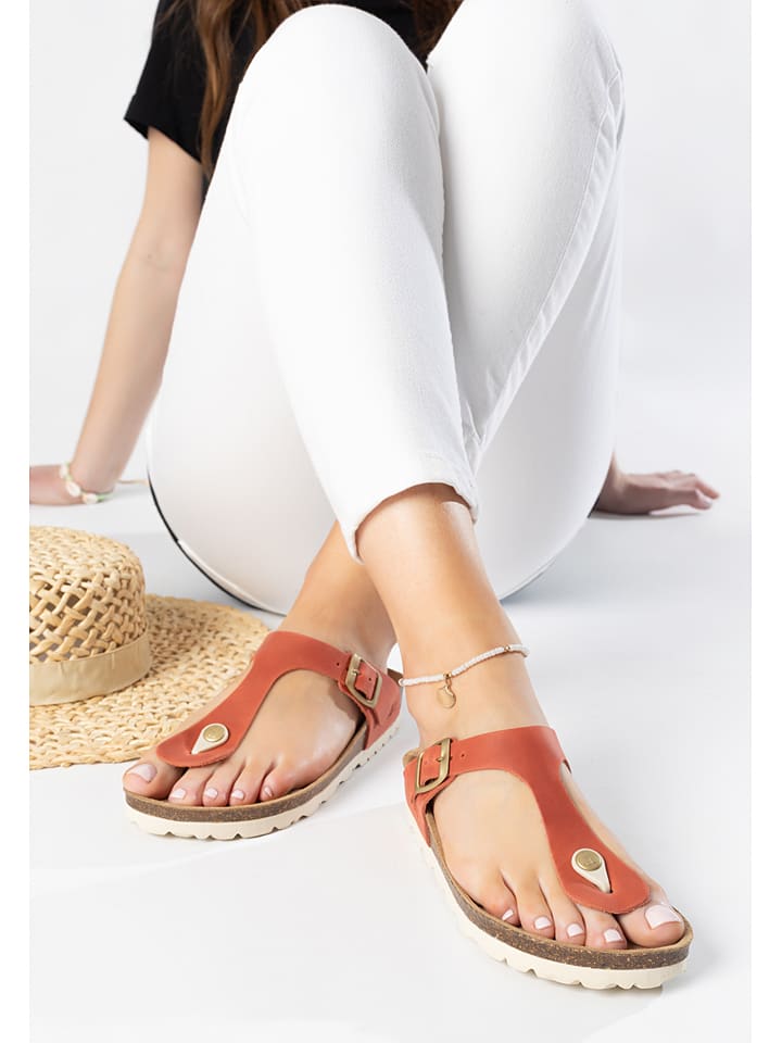 Leder-Zehentrenner "Mercure" in Orange