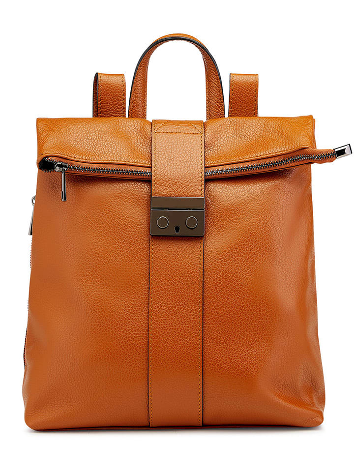 Leren rugzak cognackleurig - (B)34 x (H)41 x (D)12 cm