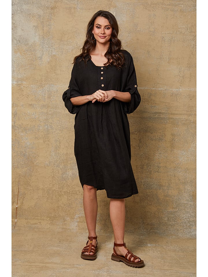 Leinen-Kleid "Cadence" in Schwarz
