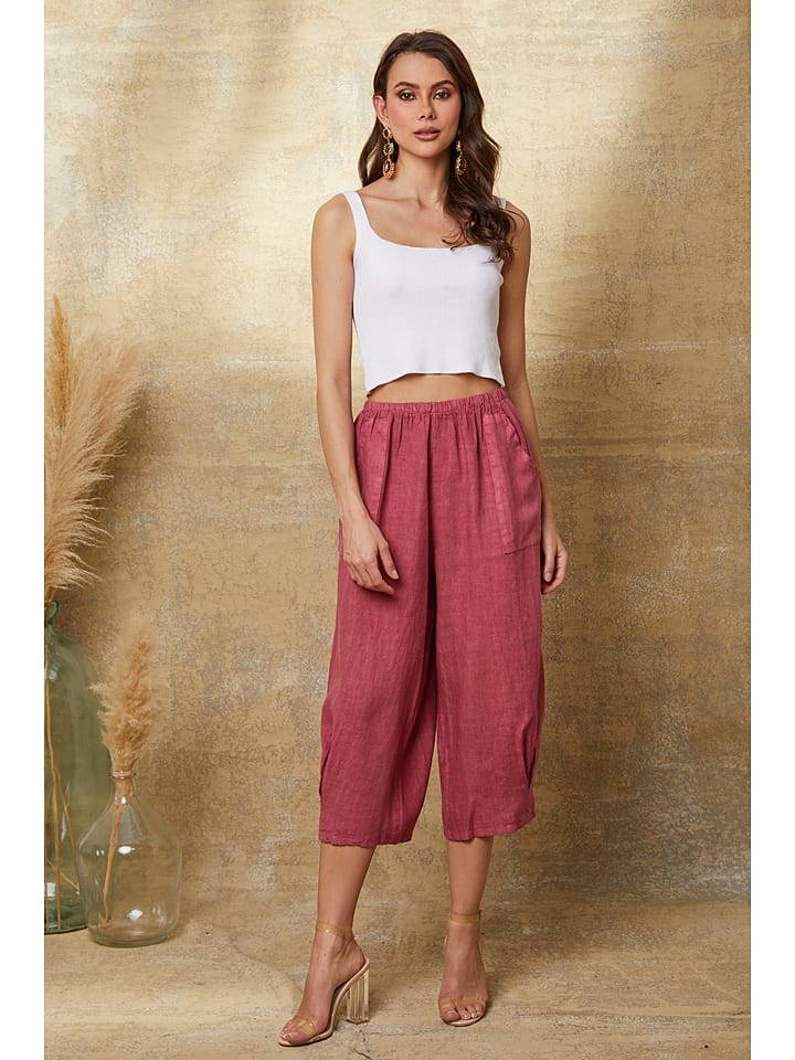 Linnen broek "Erus" fuchsia