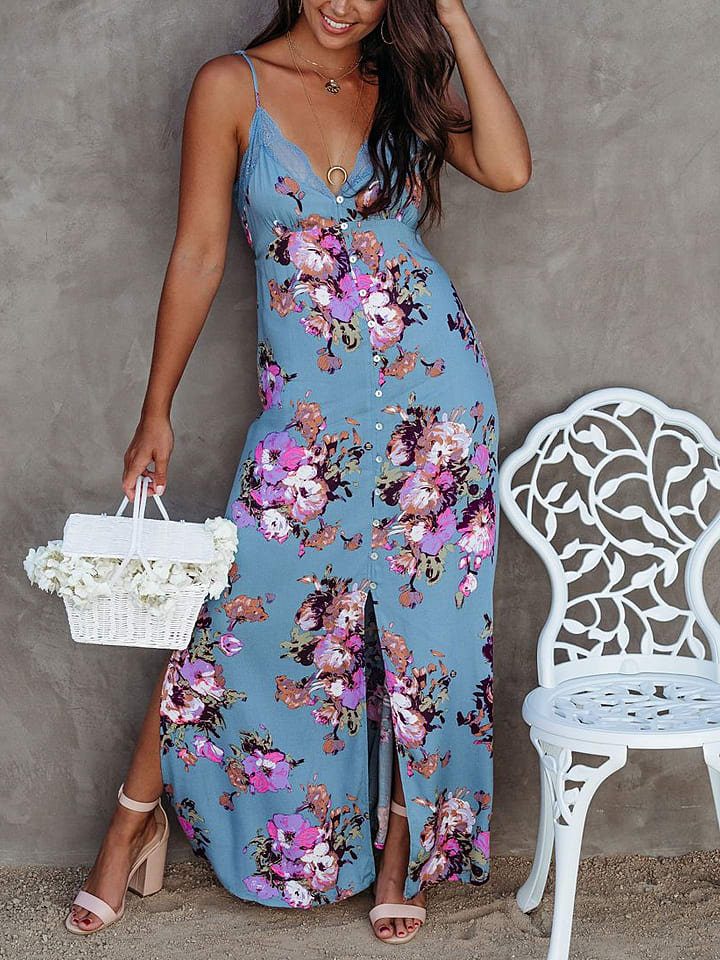 Kleid in Hellblau/ Lila