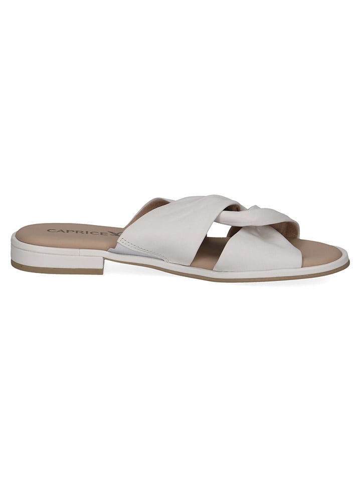 Leder-Pantoletten "Monaco" in Creme/ Weiß