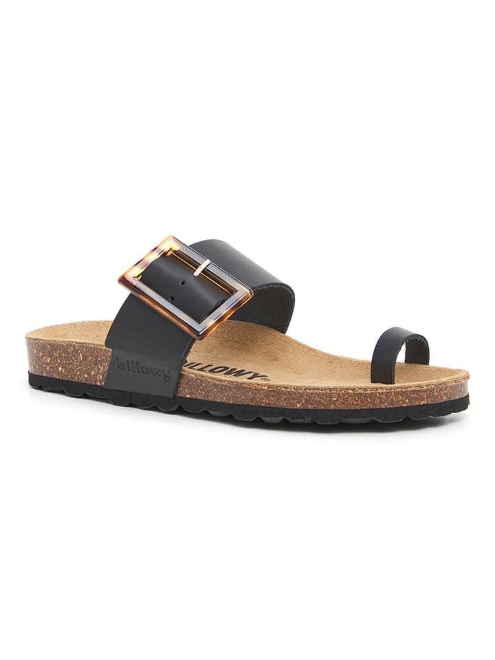 Leren teenslippers zwart