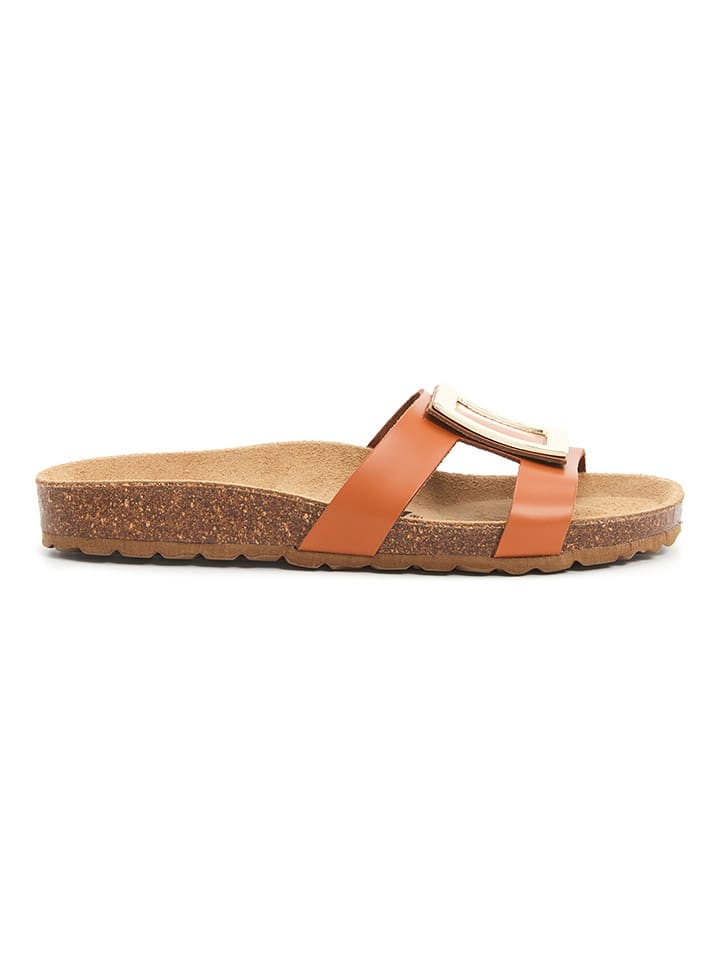 Leren slippers lichtbruin