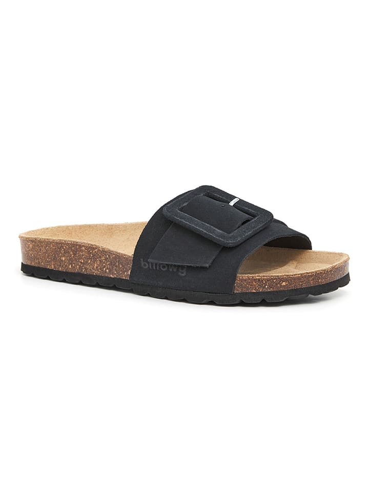 Leder-Pantoletten in Schwarz