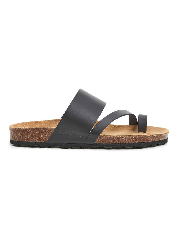 billowy Leren teenslippers zwart goedkoop kopen limango