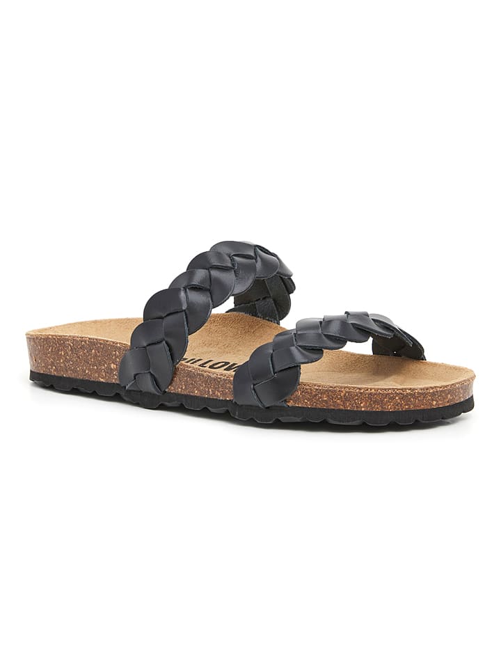 Leren slippers zwart