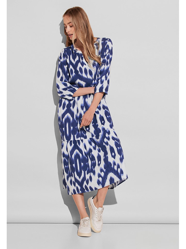 Street One Linnen jurk blauw wit goedkoop kopen limango
