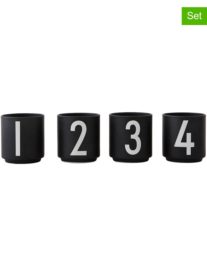 4-delige set: bekers zwart - 50 ml